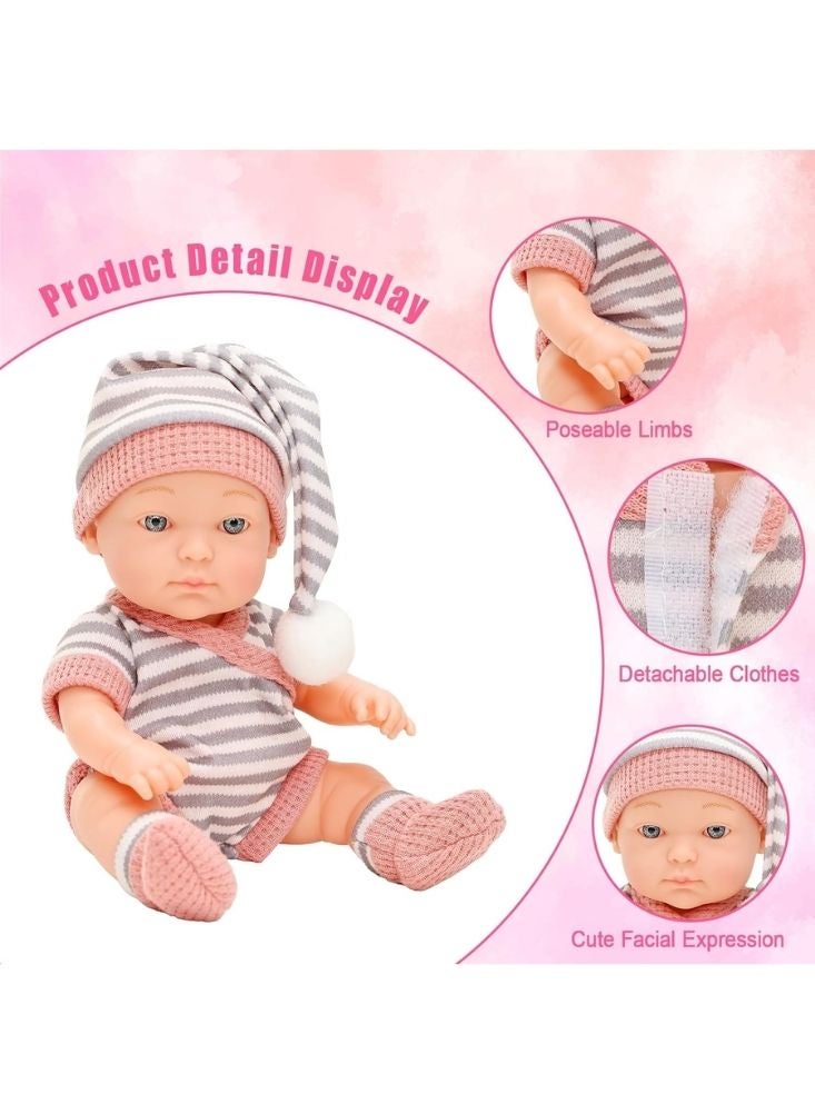 بريميم دمية طفل رضيع مع ملابس محبوكة وقبعة - دمية واقعية بحجم 9 بوصات بتصميم حديثي الولادة للأطفال الصغار، للعب التخيلي والإهداء - Image 4